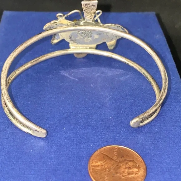 Mexico TAXCO Sterling Silver 925 22g GRAPES Grapevine Leaves Cuff Bracelet - Picture 4 of 12